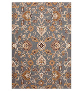 Gray and gold floral medallion hand-tufted wool rug